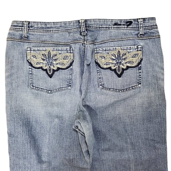Seven7 Y2K Straight Leg Jeans Womens 20x31 Denim Medium Wash Embroidered Pockets - Picture 8 of 12